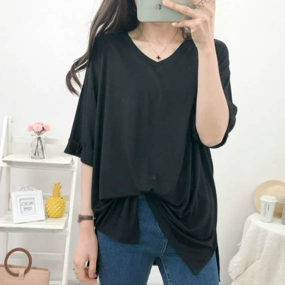 トップス カットソー Tシャツ ロング丈 袖あり 5分袖 襟なし Vネック かわいい 大人可愛い きれいめ シンプル カジュアル 大人 上品 おしゃれ かっこいい レトロ 大人女子 こなれ感 ラフ メンズライク ボーイッシュ スポーティー 無地 送料無料 個性的 トップス 春 夏 秋 冬