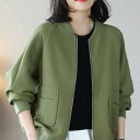 アウター ジャケット 上着 長袖 襟なし ラウンドネック 前開き ファスナー ポケット かわいい 大人可愛い きれいめ シンプル カジュアル 大人 上品 おしゃれ かっこいい 大人女子 こなれ感 クール モード系 無地 秋 冬 送料無料 個性的 アウター 10代 20代 30代 レディース(4)