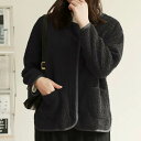 アウター ジャケット 上着 ショート丈 袖あり 長袖 襟なし ラウンドネック 前開き ファスナー ポケット ふわふわ かわいい 大人可愛い きれいめ シンプル カジュアル 大人 上品 おしゃれ 大人女子 こなれ感 都会的 ラフ 秋 冬 送料無料 個性的 アウター 10代 20代 30代(4)