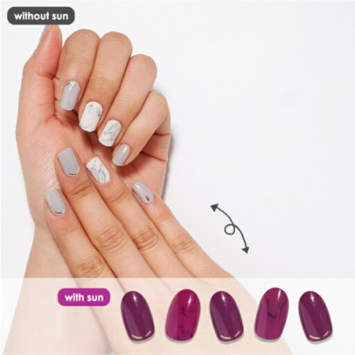 【CC PORAPORA】 カラーチェンジジェルネイルシール BBM_0018 グレージュ 白 ワインレッド