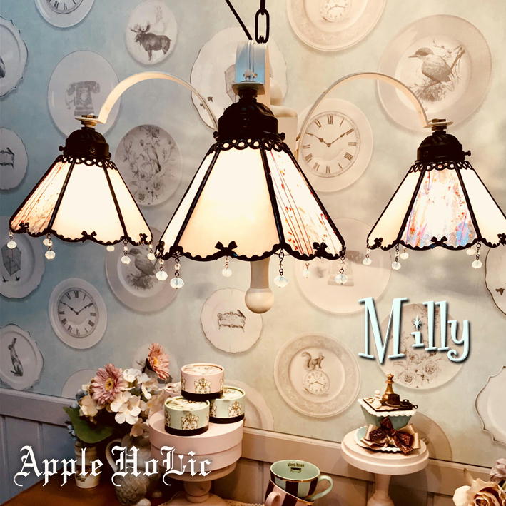 シャンデリア 【Milly・ミリィ】 LED対応 4灯 ペンダントライト クラシック ステンドグラス ランプ シャンデリア