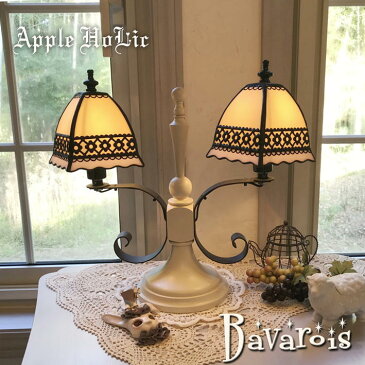 テーブルランプ 【Bavarois・ババロア】 LED対応 フラワー 置き型照明 ステンドグラス ランプ