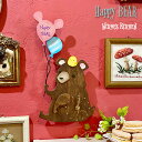 壁掛け時計 かわいい ハンドメイド 【 Happybear・ハッピーベア 】 Witche's Kitchen ウォールクロック 木製 くま クマ テディーベア 時計 壁掛け 可愛い