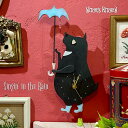 壁掛け時計 かわいい ハンドメイド 【 Singin 039 in the Rain 雨に唄えば 】 Witche 039 s Kitchen ウォールクロック 木製 くま クマ テディーベア 時計 壁掛け 可愛い