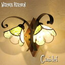 壁掛けライト ブラケットライト 2灯 おしゃれ 壁掛け照明 ステンドグラス 照明 ガラス 間接照明 洗面所 北欧 インテリア照明 リビング アンティーク 照明器具 玄関照明 電気 玄関ライト グリーン 花 LED対応 Witche's Kitchen 【 Gimlet ギムレット W 】 その1