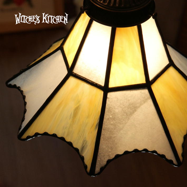 ペンダントライト かわいい シーリングライト ステンドグラス ランプ 照明 ペンダントランプ おしゃれ 天井照明 店舗照明 リビングライト LED対応 黄色 レトロ Witche's Kitchen 【 Canon Yellow カノン イエロー 】 3