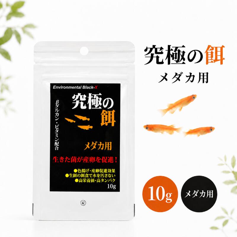 B-blast 究極の餌メダカ用 10g メダカの好む高栄養価・高タンパク成分で抜群の嗜好性です。メダカの成長に必要な栄養をバランス良く配合していますので、健康にスクスク育ちます。 プロバイオティクス機能を持つ「BX菌」(バチルス菌の一種)が消化吸収を助け、フンを減らすので水を汚しません。 商品情報 メーカー名株式会社 B-blast ブランド究極シリーズ 連絡先商品に関するお問い合わせ先TEL：06-4256-5162 販売者ウィズペットストア住所：愛知県一宮市赤見4丁目6-7 -A101 広告文責ウィズペットストア電話:0586-83-1511