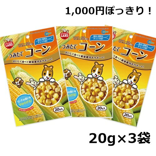 1000円ポッキリ 送料無料 うさぎ ハムスター モルモット おやつ コーン マルカン つみたてコーン 20g 3個セット お試し ポイント消化