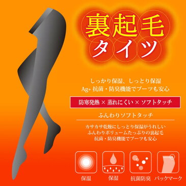 【送料無料】裏起毛タイツ レディース ストッキング 160デニール 抗菌 防臭 保湿 保温 銀イオン ブラック 2サイズ