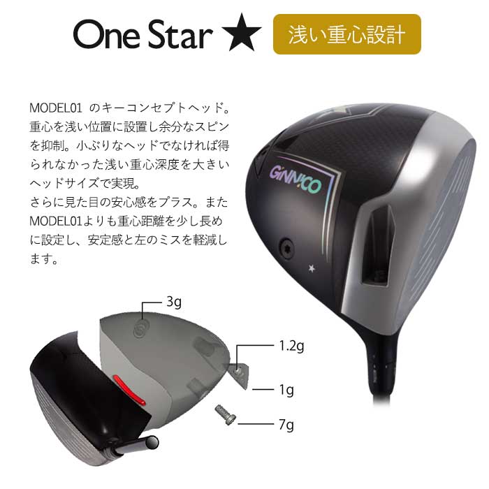 WIZARD54の(カスタムクラブ)イオンスポーツ ジニコ EON GINNICO MODEL 02C One Star ドライバー Auto Flex Shaft｜アングル3