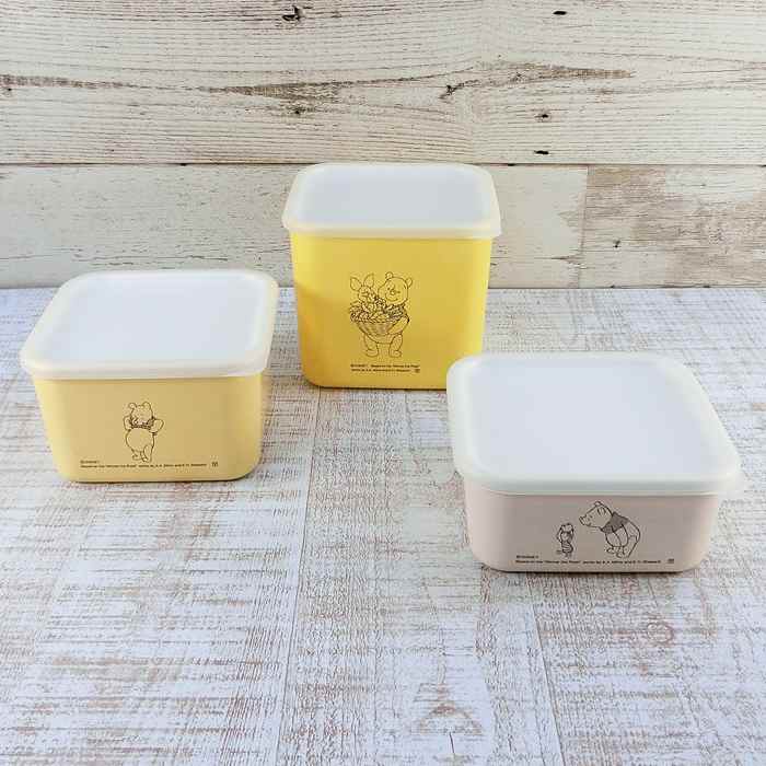 樂天商城 - 【セットでお得！】 ディズニー 通販 くまのプーさん 食品 保存容器 スクエア ストッカー450ml 600ml 1100ml 3個セット 無料ギフトラッピング おみやげ お土産 プー 【日本製】