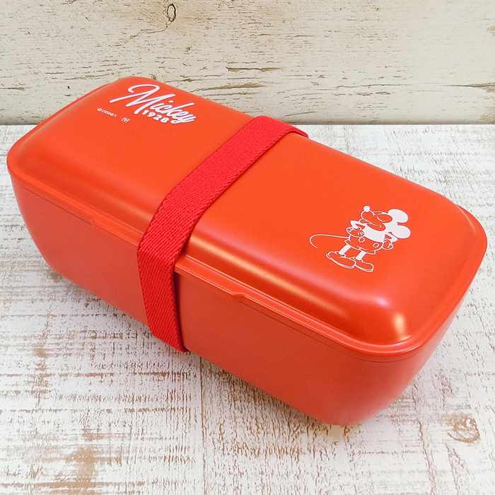 ディズニー 通販 お土産 おみやげ ミッキーマウス 1928 漆器 一段 弁当箱 ランチボックス 【赤】 無料 ギフト ラッピング 【日本製】 山中塗