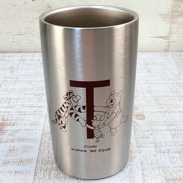 樂天商城 - ディズニー 通販 くまのプーさん イニシャル 【 T 】 ステンレス 2重 真空 タンブラー 300ml プーさん 無料 ギフトラッピング カップ コップ おみやげ お土産 保温 保冷