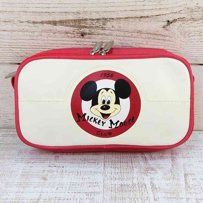 【1点のみ！ 】 ディズニー 通販 ミッキーマウス クラブ スクエア ポーチ ダブルファスナー 【ホワイト..