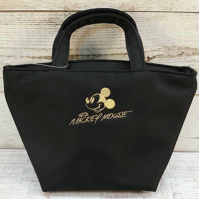 ディズニー 通販 防水 内側 ラミネート ミッキーマウス 舟形 ミニ トート 【 ブラック 】 ゴールド 刺繍 無料 ギフト ラッピング ミッキー お土産 おみやげ 新品 トートバッグのサムネイル