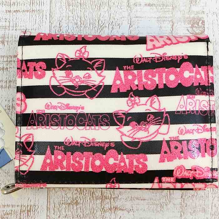【1点のみ】 ディズニー 通販 日本製 デッドストック マリー ストライプ L字ファスナー 財布 二つ折り財布 小銭入れ 無料 ギフト ラッピング お土産 おみやげ 国内正規メーカー 新品 おしゃれキャット