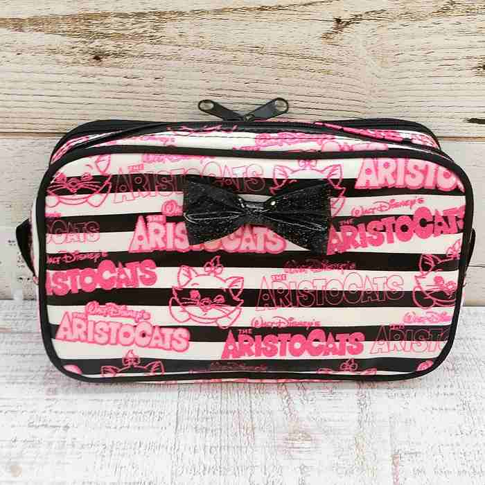 ディズニー 通販 日本製 国内正規品 デッドストック マリー ストライプ スクエア ポーチ コスメポーチ 無料 ギフト ラッピング お土産 おみやげ 化粧 ポーチ ペンケース おしゃれキャット