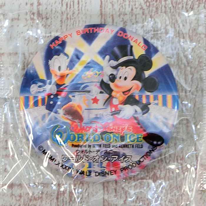 超デッドストック 非売品 【1986年】38年前 ディズニーオンアイス 日本初公演 限定 新品・未使用ハッピーバースデー ドナルド ドナルドダック 缶 バッジ 通販 おみやげ お土産 ウォルトディズニー ワールドオンアイス 缶バッジ カンバッジ カンバッチ 缶バッチ