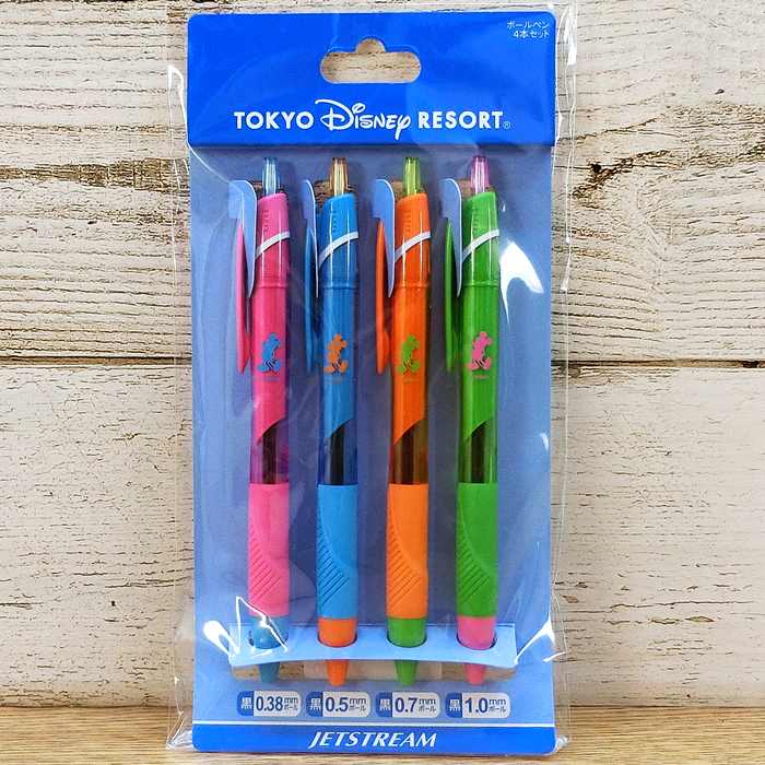東京ディズニーリゾート ディズニー ジェットストリーム ボールペン 4本セット インク:黒 0.38mm 0.5mm 0.7mm 1.0mm【日本製】 無料ギフトラッピング ミッキーマウス 交換可 TDR ディズニーランド ディズニーシー 文具 ステーショナリー お土産 おみやげ 【4本セット】のサムネイル