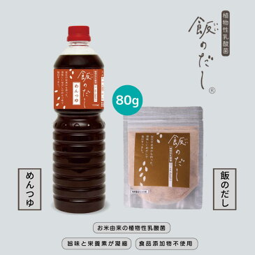 送料無料 お出汁しみ込みセット　飯のだし80g めんつゆの2点セット 無添加 国産 粉末だし 発酵調味料 乳酸菌 鮒ずし 腸活 食品ロス 美肌 健康 免疫力