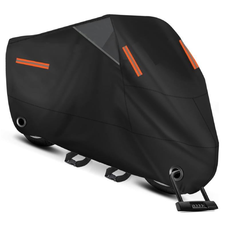 バイクカバー 防水 大型【 420D 厚手 耐水圧50,000mm 】 バイク車体カバー 破れにくい 耐熱 溶けない UVカット 盗難防止 250cc用 中型/..
