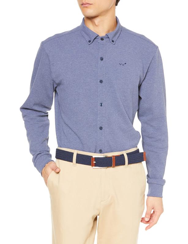 [エドウィン ゴルフ] ゴルフシャツ EDWIN GOLF エドウイン ゴルフ ニットシャツ 長袖 メンズ ネイビー L