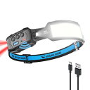 Smiling Shark ヘッドライト, 【LED白&赤ヘッドライト 1個入り】USB充電式 7倍高輝度照明 5000 mAh 長時間使用 人感センサー付き IPX4防水 防塵 釣り 登山 散歩 懐中電灯 キャンプ 作業 災害 停電 最(4)