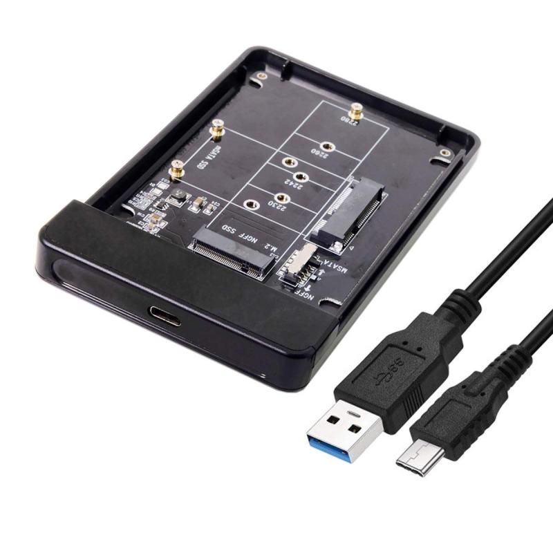 Xiwai コンボ M.2 NGFF B-Key &amp; mSATA SSD - USB Type-C コンバータケースエンクロージャ スイッチ付き