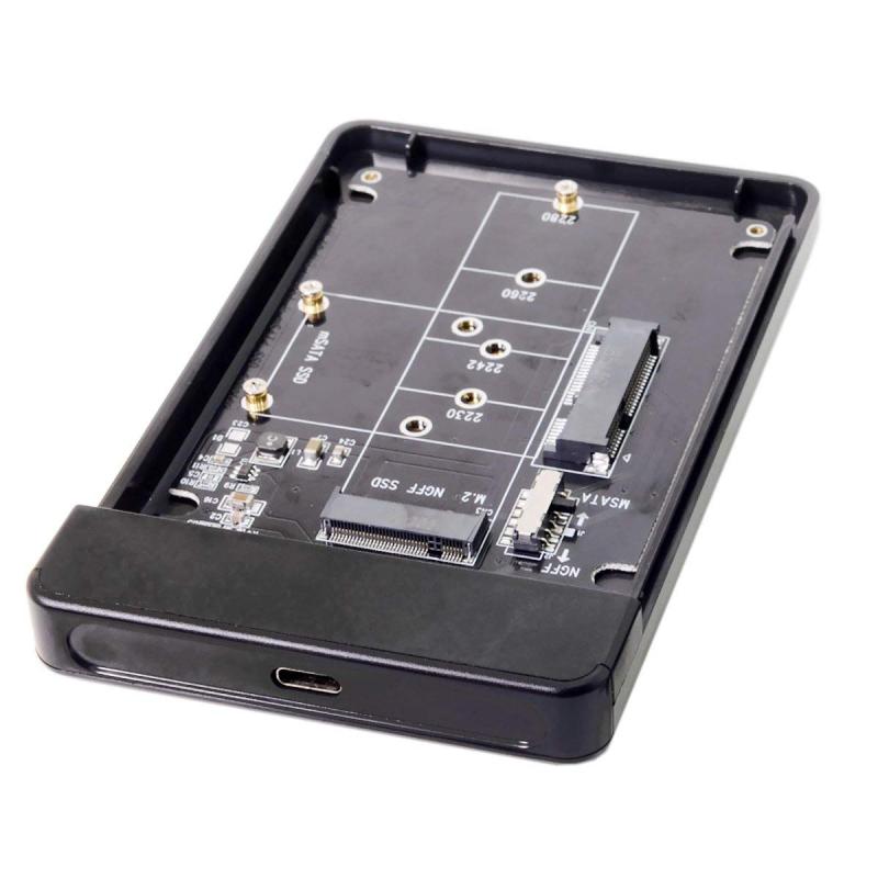Xiwai コンボ M.2 NGFF B-Key &amp; mSATA SSD - USB Type-C コンバータケースエンクロージャ スイッチ付き