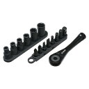 サンドリー(SUNDRY) ミニラチェットセット 差込角6.35mm(1/4inch) ギア数72 送り角度5° ビット7本 ソケット6本 ソケットアダプター1本 SDR-B02(3)