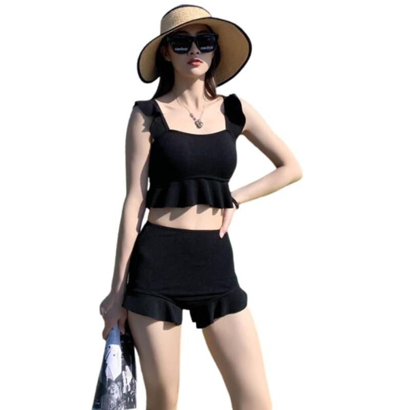 [Winsuteki] レディース 水着 ビスチェビキニ フリル タンキニ セパレート 2点セット ハイウエスト 伸..