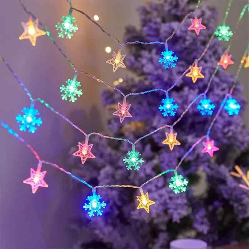Lanito イルミネーションライト LED ストリングライト クリスマスライト 雪の結晶 星 電池式 カラー ク..