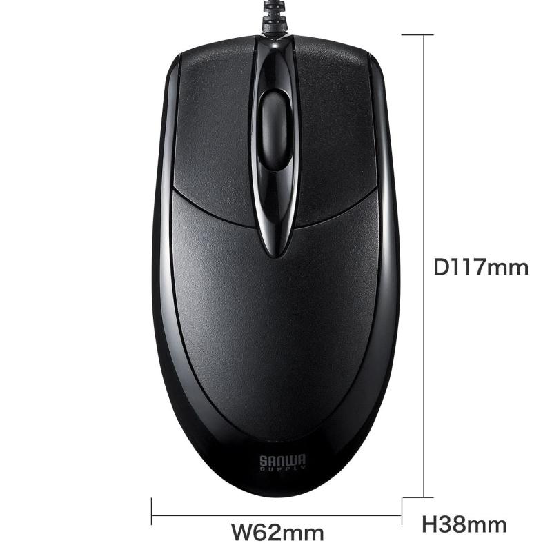 サンワサプライ PS/2有線光学式マウス ブラック MA-130HPBK