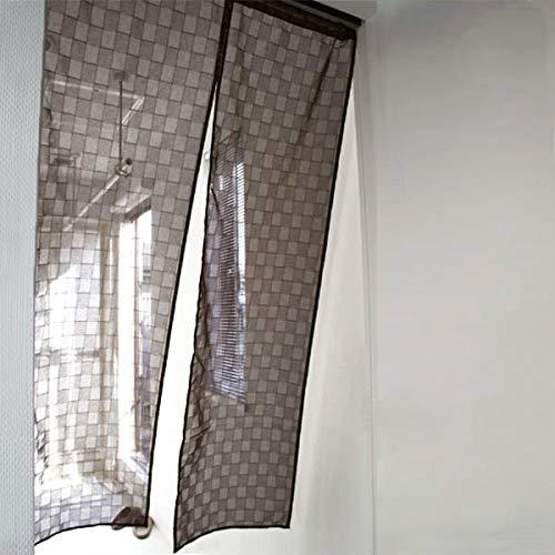 のれん ロング おしゃれ 和調 Sunnyday Fabric 格子ボイル ブラウン 無地 約85cm幅×150cm丈