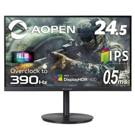 AOPEN ゲーミングモニター 25XV2QFbmiiprx 24.5インチ 390Hz 0.5ms IPS フルHD FPS向き HDMI×2 DisplayPort スピーカー無し VESA Free Sync VESA DisplayHDR 400 AOPEN ゲーミングモニター 25XV2QFbmiiprx 24.5インチ 390Hz 0.5ms IPS フルHD FPS向き HDMI×2 DisplayPort スピーカー無し VESA Free Sync VESA DisplayHDR 400