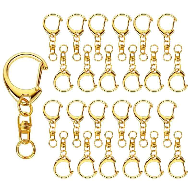 サムコス キーホルダー金具 回転カン付き 全長46mm ハンドメイド キーリング アクセサリー ワンタッチで取り外し 手作り DIY キーホルダー パーツ ゴー...