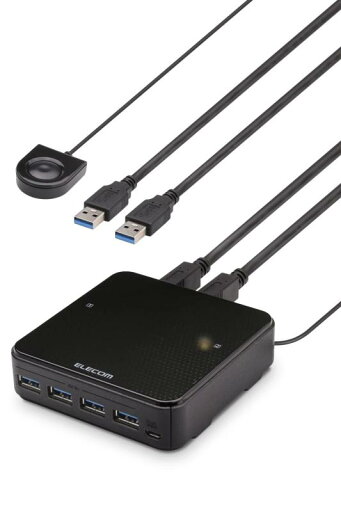 エレコム USB切替器 PC→2ポート USB3.0→4ポート 手元スイッチ ブラック U3SW-T2 エレコム USB切替器 PC→2ポート USB3.0→4ポート 手元スイッチ ブラック U3SW-T2