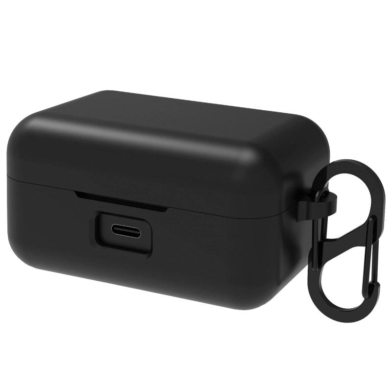 Geekria シリコン カバー 互換性 カバー Sennheiser Momentum 3 対応 True Wireless Earbuds 充電ケース充電ケースカバー 外装カバー キーホルダーフック付き 充電ポートアクセス可能 (Black)