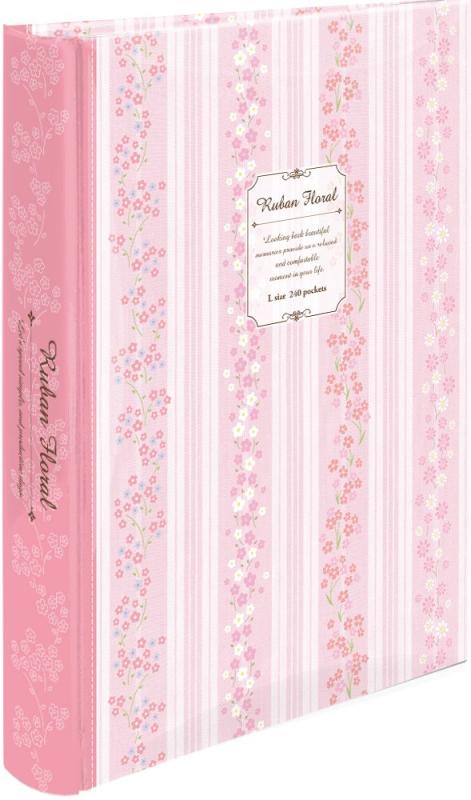 ナカバヤシ 背丸ブック式/L判3段/240枚収納（リュバンフローラル）BPL-240-1-P ピンク