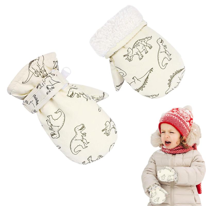[Umeloeo] スキーグローブ キッズ 子供 手袋 暖かい 可愛い おしゃれ 恐竜 スキー スノー グローブ ベビー ミトン 冬 防寒 防水 防風 保温 耐磨耗性 滑り止め 通園 通学 自転車 雪遊び アウトド