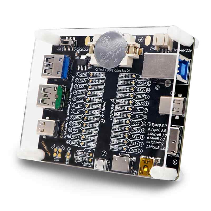 Treedix USBコネクタケーブルチェッカー アクリル保護板付き データ転送 充電性能テスター type C/micro/type A/type B対応