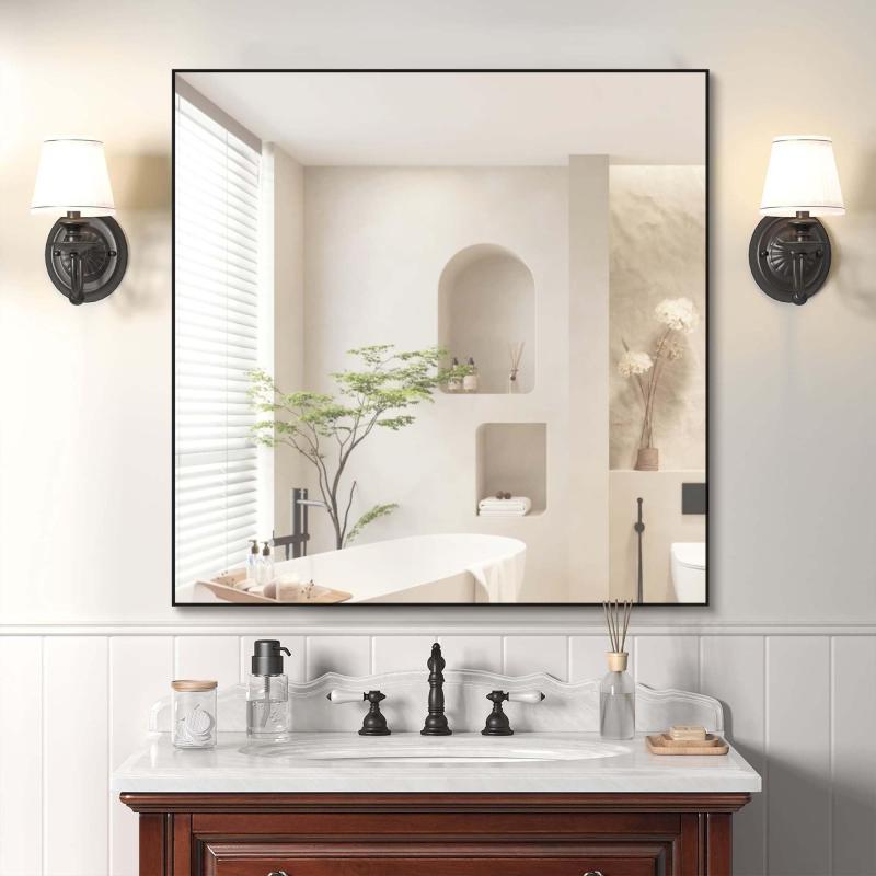 BEAUTME ミラー 壁掛けミラー 洗面鏡 姿見 壁掛け 浴室鏡 軽量ミラー おしゃれ 浴室 化粧 トイレ 家族..