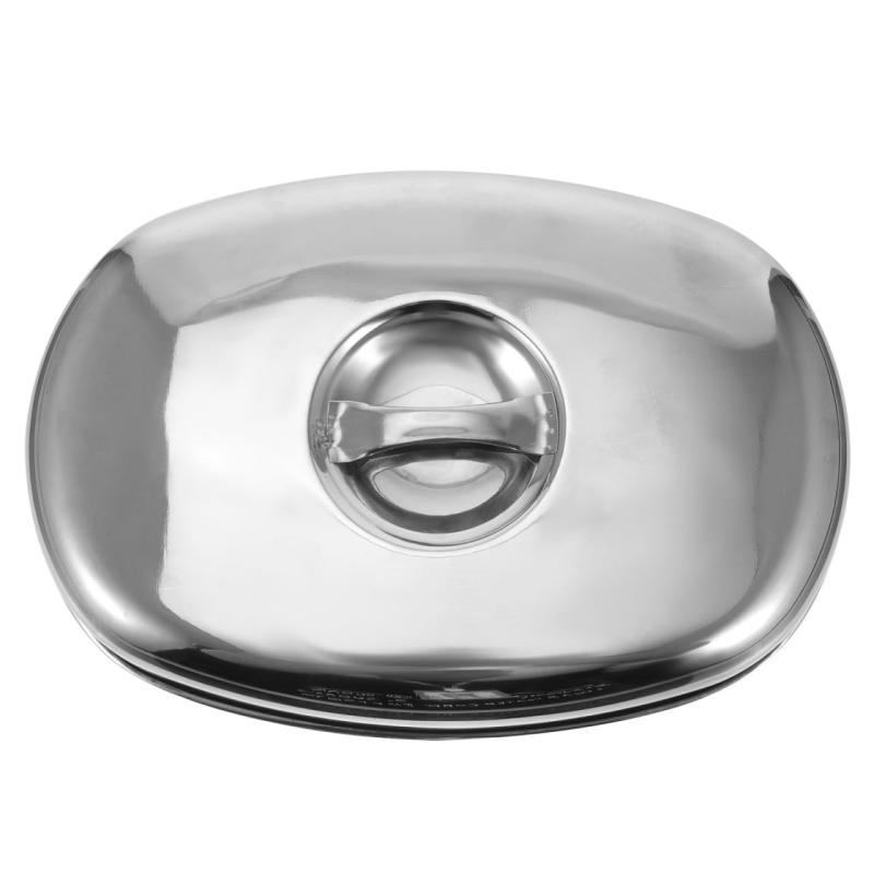 Luxshiny ステンレススチール製 ドーム型カバー 23x16cm ハンドル付き 食品保温 キッチン/バーベキュー用 鉄板焼き蓋 防塵カバー 耐熱 軽量 銀色 溶融ドーム蓋(3)