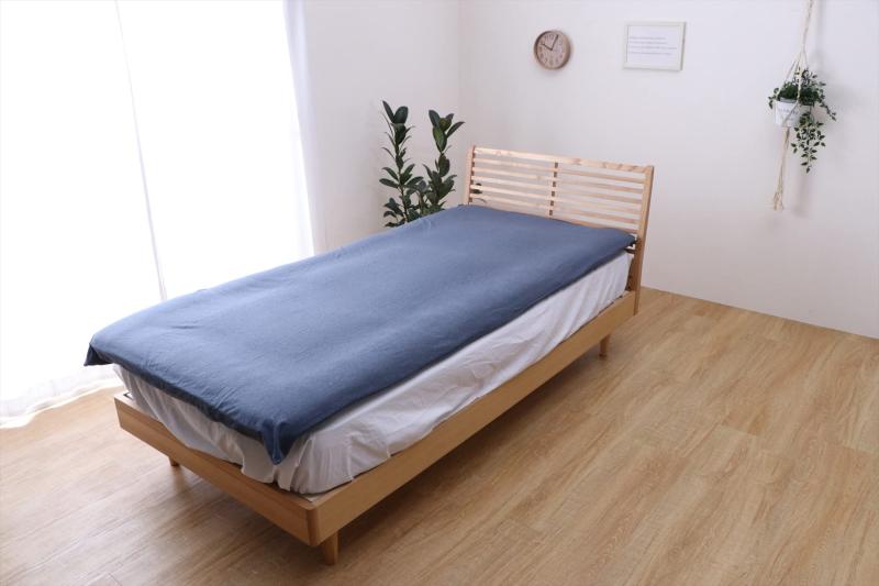 イケヒコ 寝具 敷きカバー マイン ネイビー シングル 約105×215cm シンプル 天竺ニット  ...