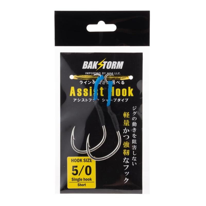 釣り針 ジグ針 2本入り アシストフック シャープタイプ 太軸 シングル #5 ライン 2cm ショート 針 メタ..