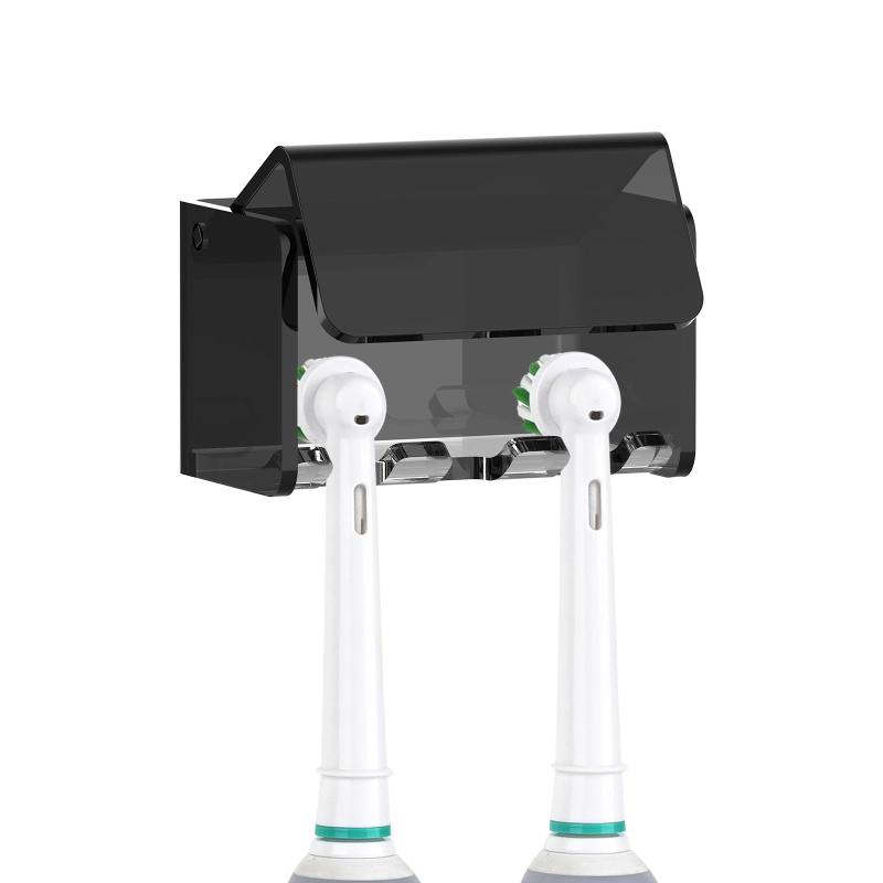 Linkidea 電動歯ブラシホルダー アクリル歯ブラシスタンド オーラルB iOシリーズ対応 3スロット オーガナイザー フィリップス ソニッケアー プロテクティブクリーン (ブラック)(3)