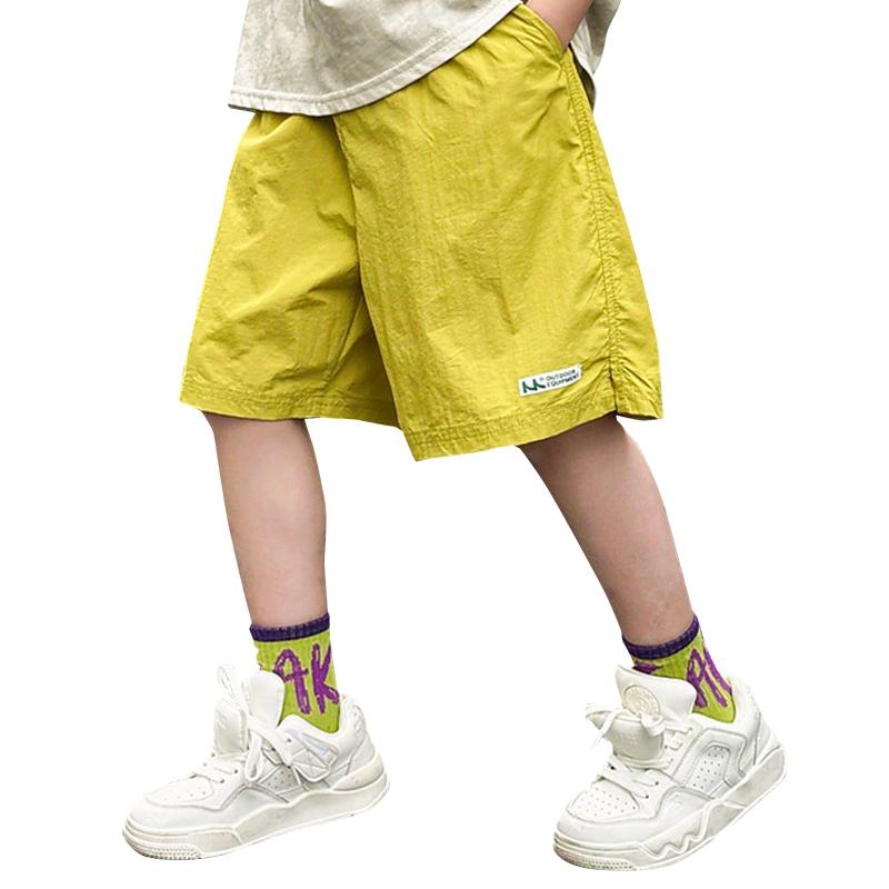 [OTAKUMARKET] キッズ ハーフパンツ 男の子 女の子 ショートパンツ 薄手 速乾 軽量 子供 服 半ズボン 短パン 5分丈 夏 ボーイズ 8色展開 (マスタード 120)