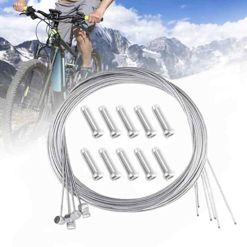 SensaBliss 自転車 ブレーキワイヤー 6 本セット 1.75m ステンレス製 エンドキャップ 10 個付 切断自在 自転車パーツ ブレーキケーブル ロードバイク・マウンテンバイク対応 自転車交換用 低摩擦