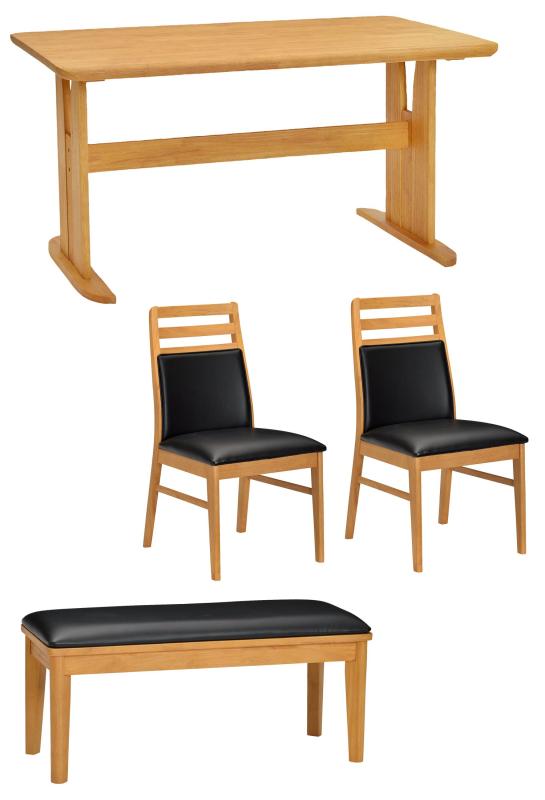 楽天Wマーケットタマリビング（Tamaliving） コバ ダイニングセット ダイニングテーブル 幅135cm 4人掛け 肘なし椅子 ナチュラル ベンチセット [4点セット] 50002002-24-32