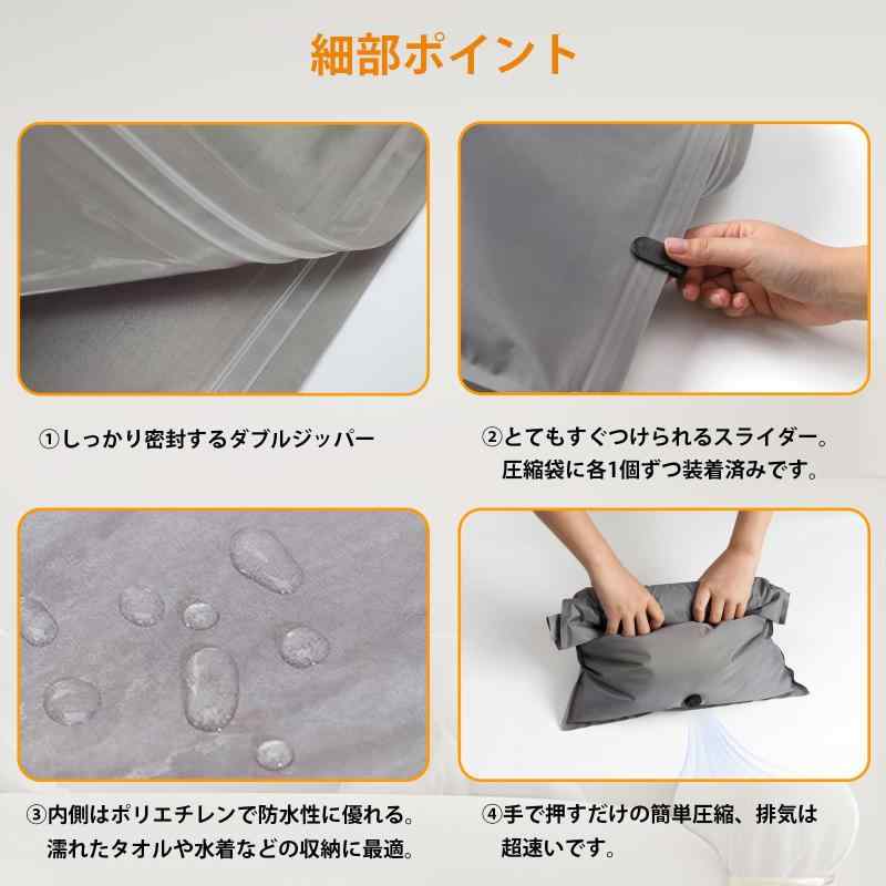Manaric 圧縮袋 2枚セット オックスフォード生地 衣類圧縮袋 排気バブル付き 裏側はっ水 真空圧縮収納..